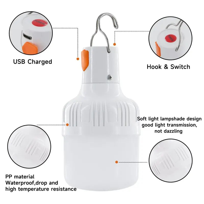 Outdoor USB Rechargeable LED Lamp Bulbs High Brightness