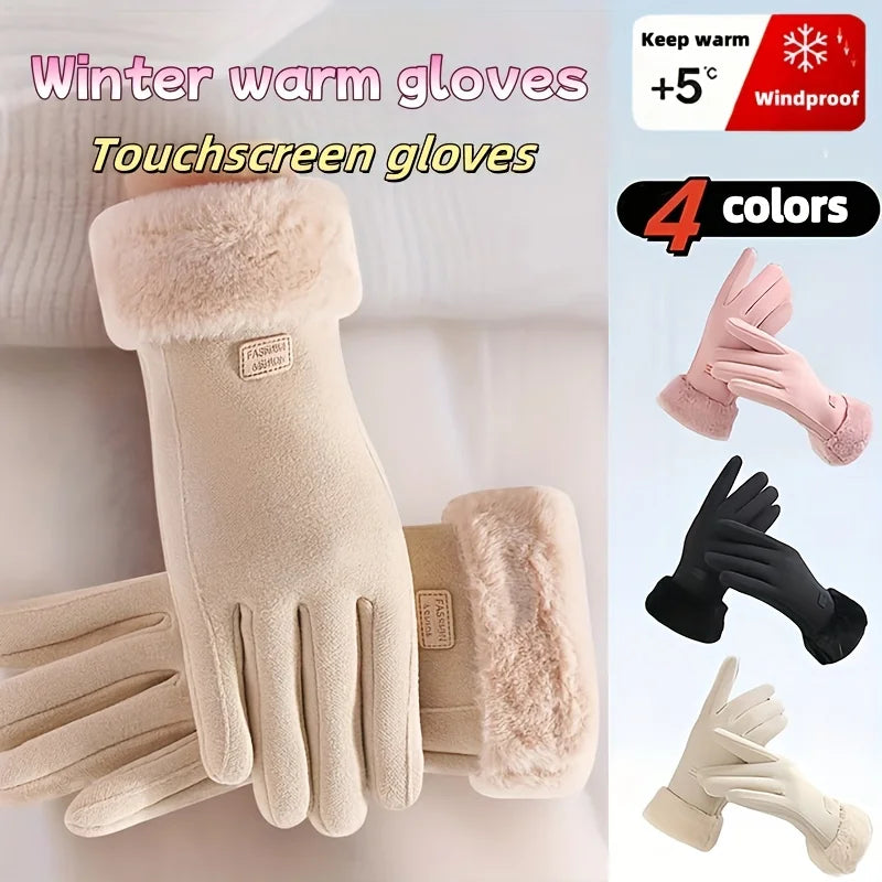 Ladies' winter and autumn outdoor warm gloves