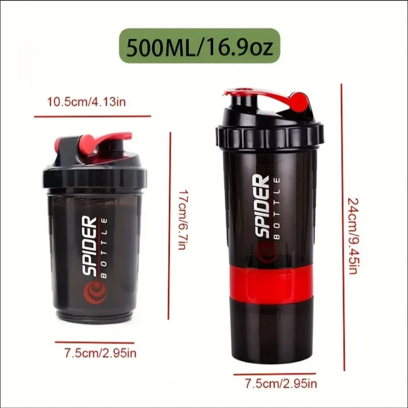 2-Tier Protein Shaker Bottle with Powder Storage – Sports & Gym Water Bottl