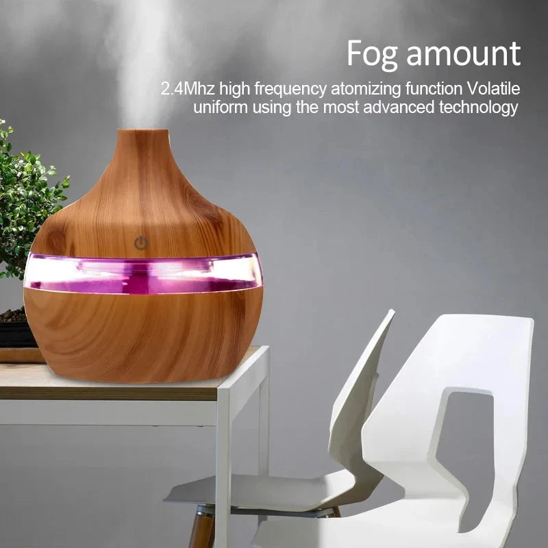 300ml Ultrasonic Wood-Style Aroma Diffuser & Cool Mist Humidifier