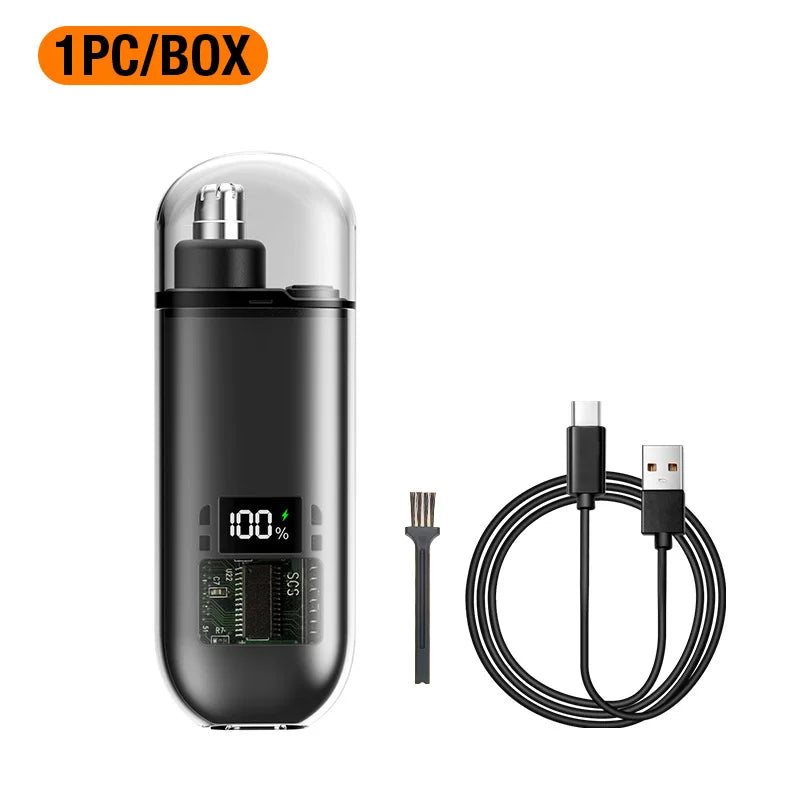 Portable Mini LED Display Nasal Hair Trimmer with Type-C Charging