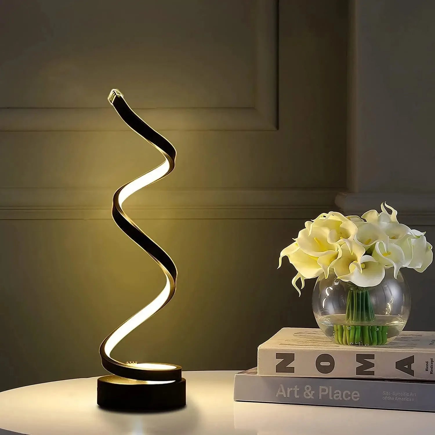 LED spiral dimmable table lamp suitable for living room