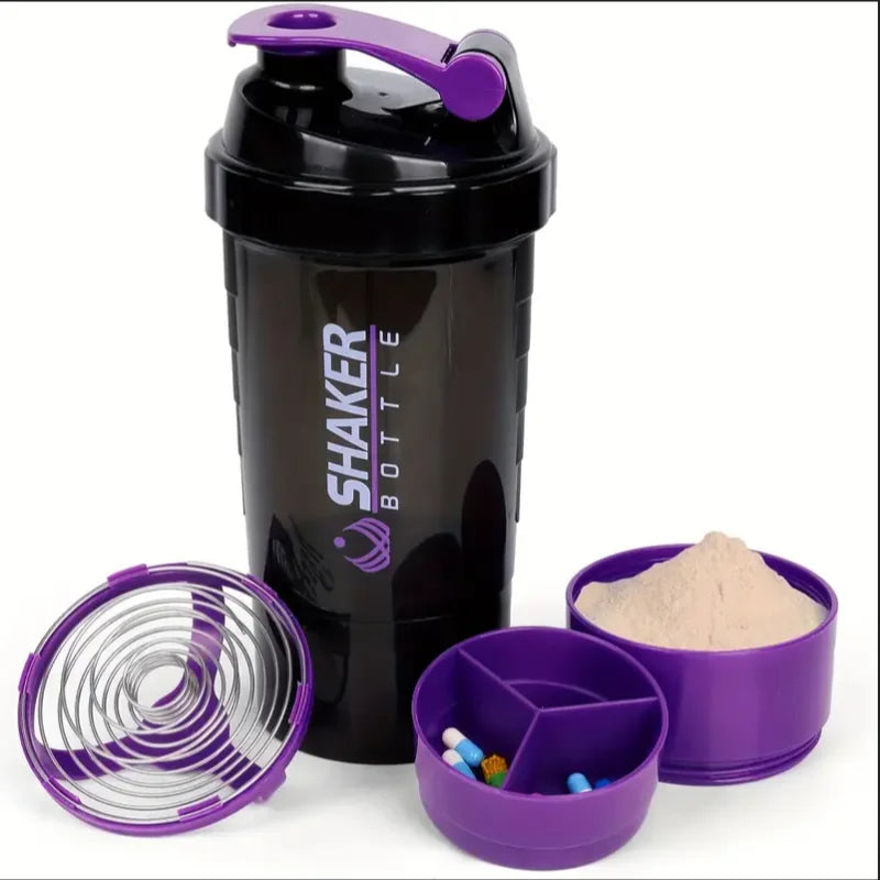 2-Tier Protein Shaker Bottle with Powder Storage – Sports & Gym Water Bottl