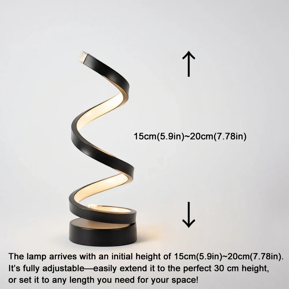 LED spiral dimmable table lamp suitable for living room