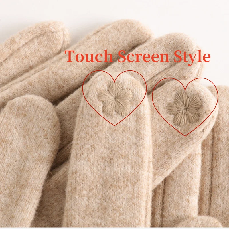 Winter Cashmere Gloves for Women Warm Touch Screen