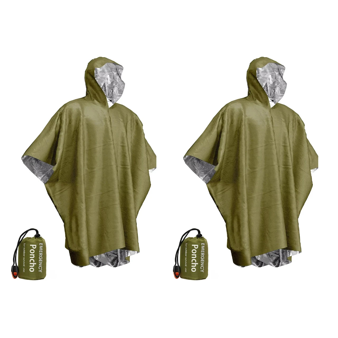 Disposable Thermal Poncho and Survival Blanket for Camping and Outdoor Use.