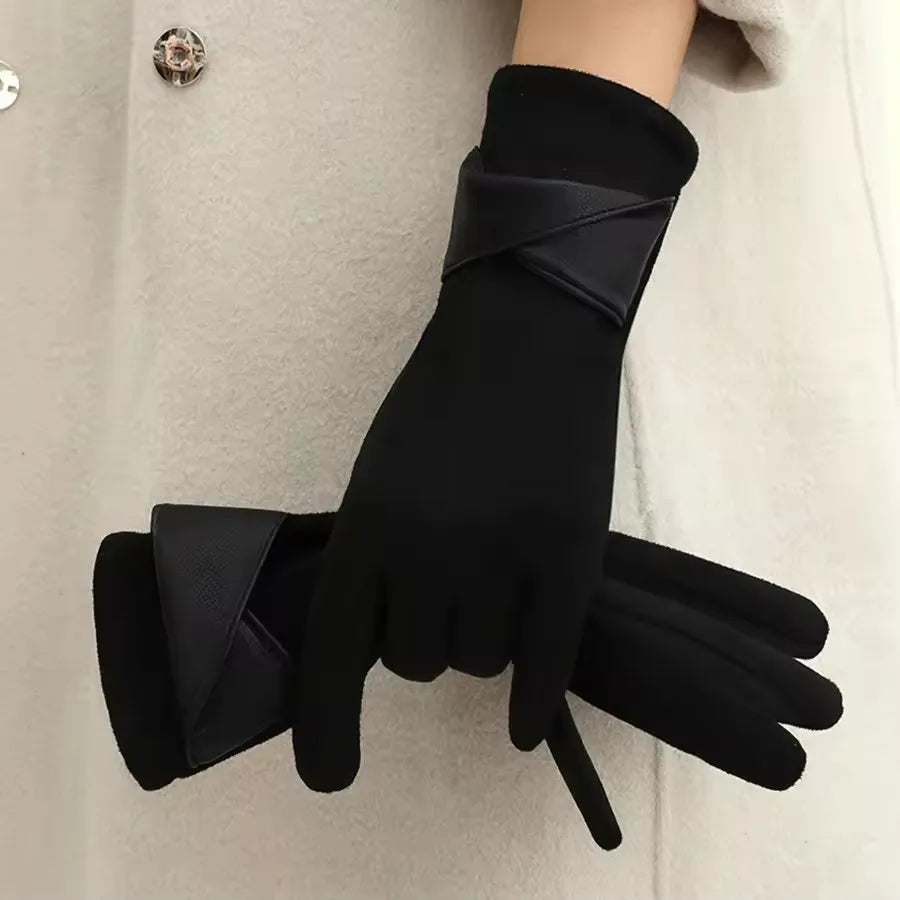 Ladies' Warm Windproof Gloves Korean Suede Velvet Gloves