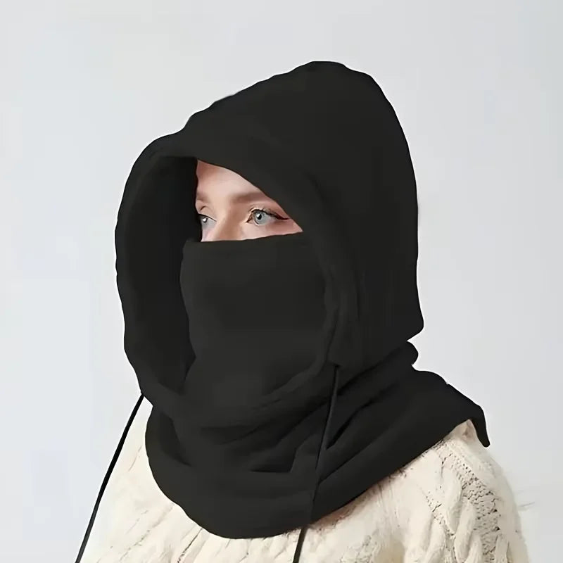 Unisex Winter Balaclava Knit Hood - Windproof Mask with Drawstring