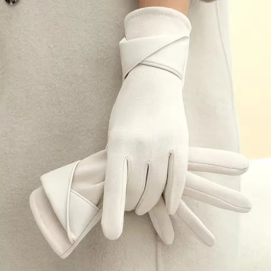 Ladies' Warm Windproof Gloves Korean Suede Velvet Gloves