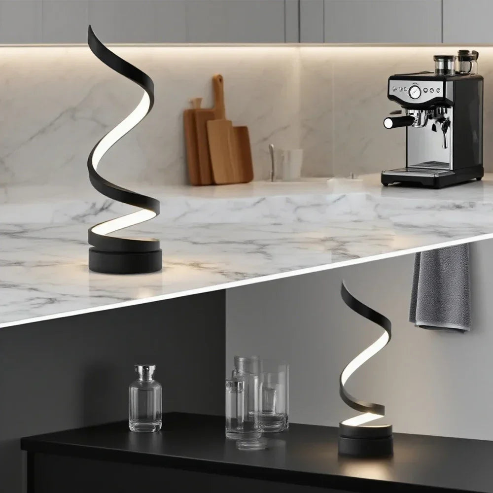 LED spiral dimmable table lamp suitable for living room