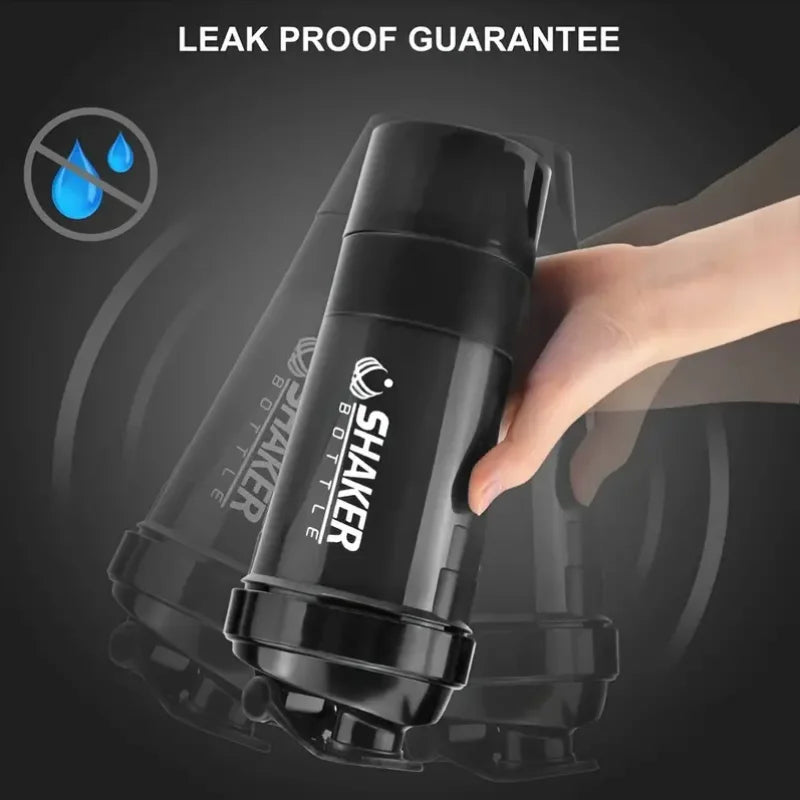 2-Tier Protein Shaker Bottle with Powder Storage – Sports & Gym Water Bottl