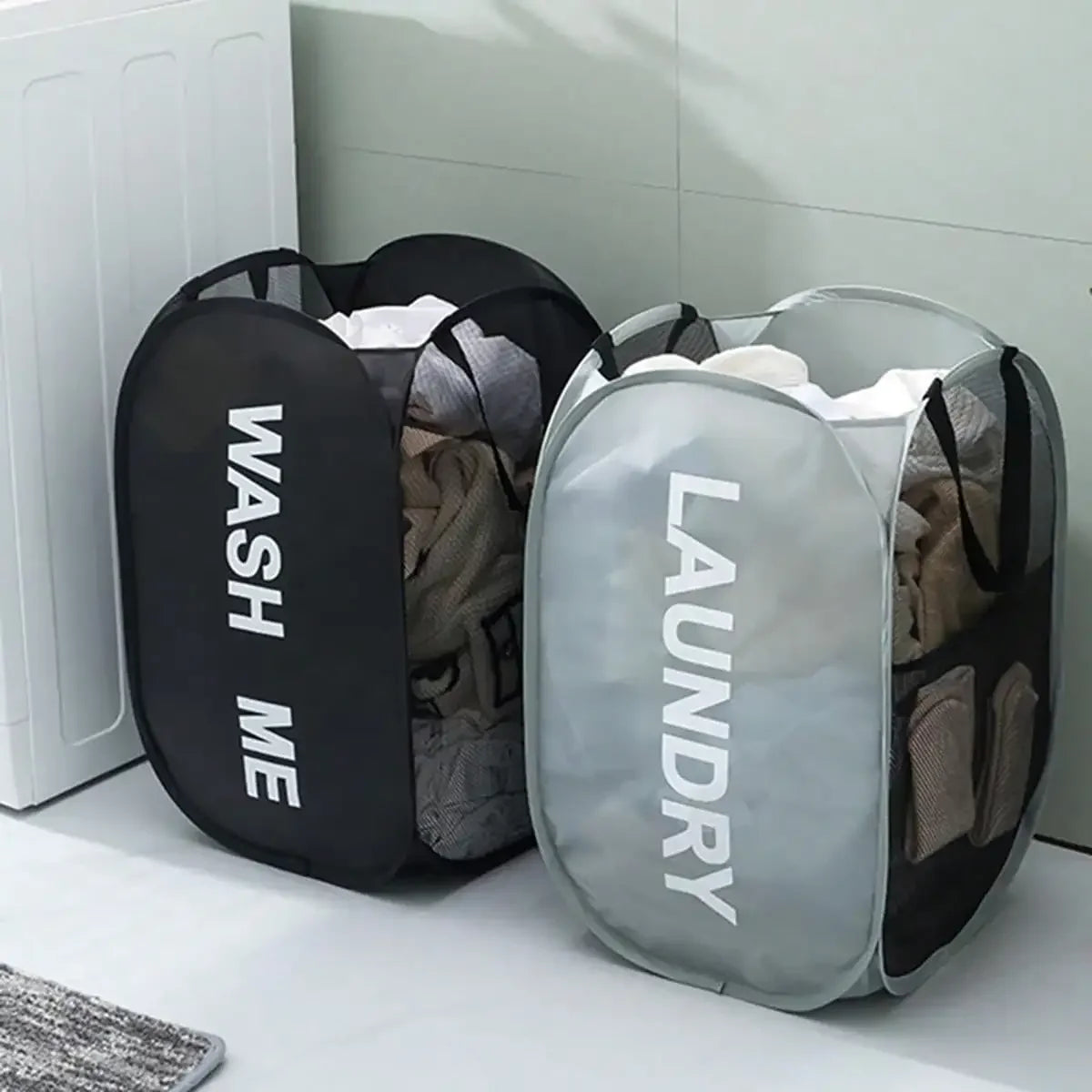 Portable Mesh Pop Up Laundry Hamper Wide Opening