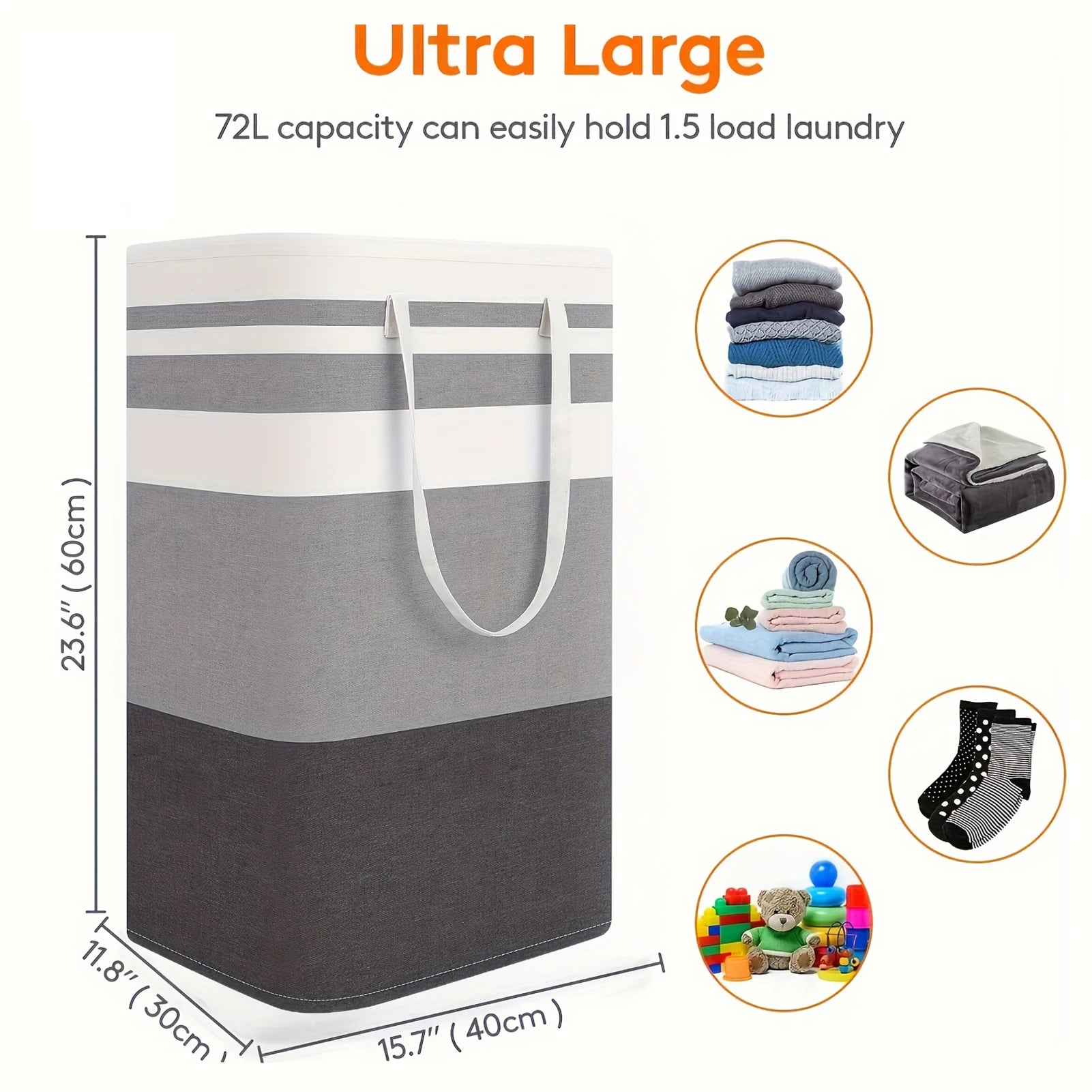 75L Large Laundry bags Baskets with Handles  40*30*60cm