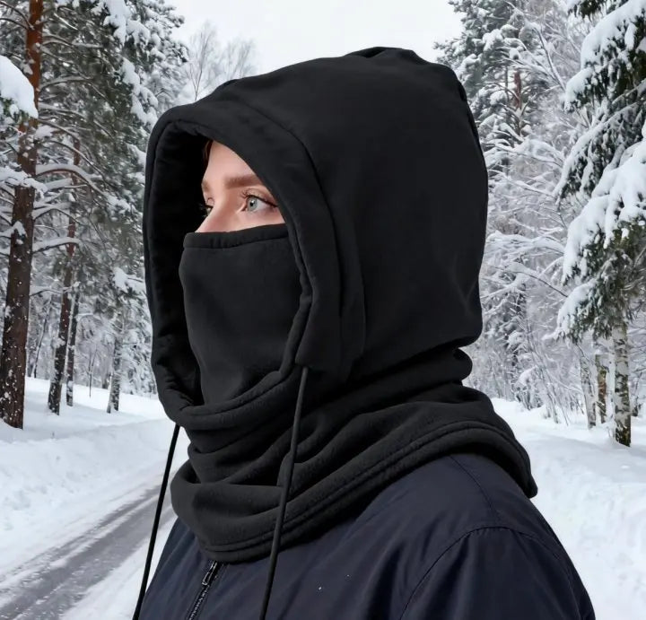 Unisex Winter Balaclava Knit Hood - Windproof Mask with Drawstring