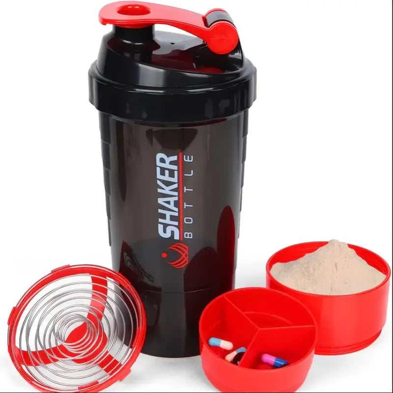 2-Tier Protein Shaker Bottle with Powder Storage – Sports & Gym Water Bottl