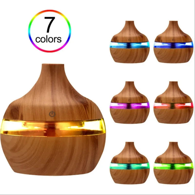 300ml Ultrasonic Wood-Style Aroma Diffuser & Cool Mist Humidifier