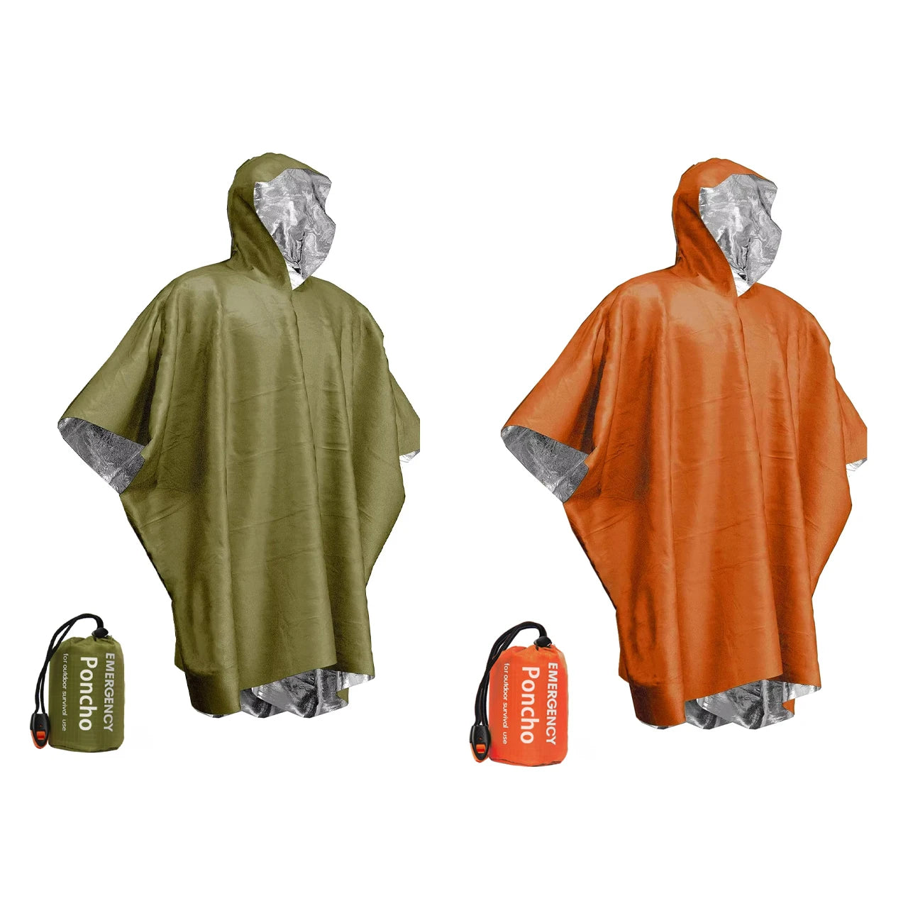 Disposable Thermal Poncho and Survival Blanket for Camping and Outdoor Use.