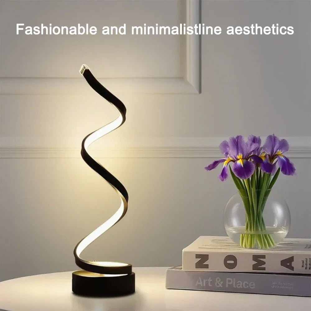 LED spiral dimmable table lamp suitable for living room