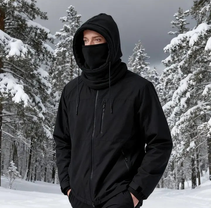 Unisex Winter Balaclava Knit Hood - Windproof Mask with Drawstring